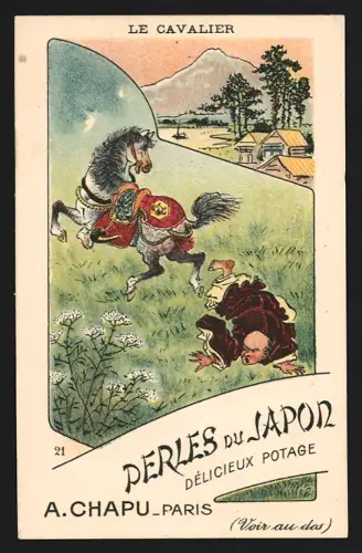 Sammelbild Mann ist von seinem Pferd gefallen, Perles du Japon A. Chapu