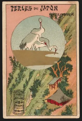Sammelbild Drei Vögel am Wasser, Perles du Japon A. Chapu