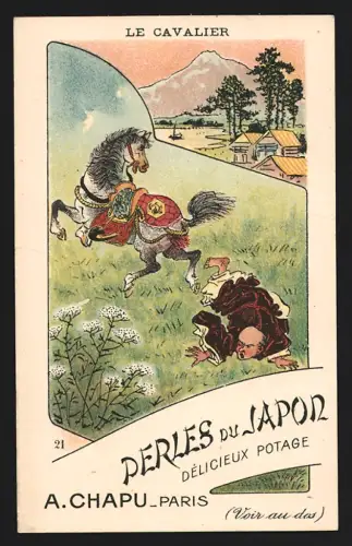 Sammelbild Reiter fiel vom Pferd, Perles du Japon A. Chapu