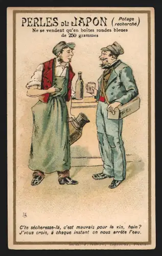 Sammelbild Mann bei einem Händler, Perles du Japon A. Chapu