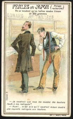 Sammelbild Eleganter Herr beim Schneider, Perles du Japon A. Chapu