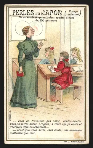 Sammelbild Kinder in der Schule, Perles du Japon A. Chapu