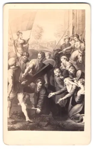 Fotografie unbekannter Fotograf und Ort, Szene der Kreuztragung, nach einem Gemälde