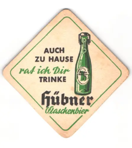 Bierdeckel Hübner Bier, Mosbach, Hübner Flaschenbier
