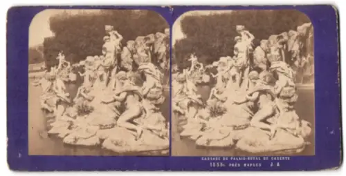 Stereo-Fotografie unbekannter Fotograf, Ansicht Naples, Cascade du Palais-Royal de Caserte
