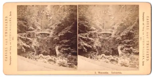 Stereo-Fotografie Sophus Williams, Berlin, Ansicht Kassel, Wilhelmshöhe, Teufelsbrücke