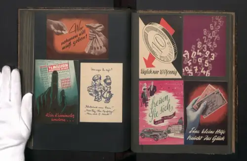 Fotoalbum Musterbuch der Druckerei Eder & Poehlmann München, 92 Prospekte, DKW, Warnecke & Böhm, Grünland Käse