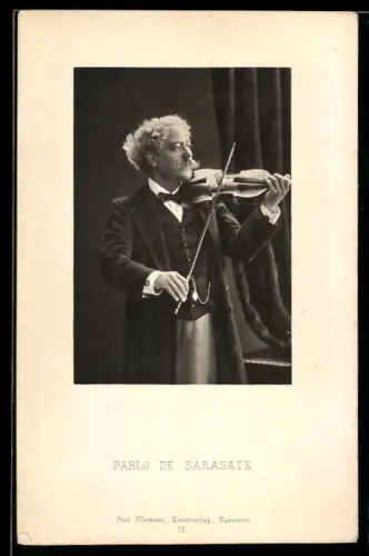 AK Pablo de Sarasate, Portrait beim Geigenspiel