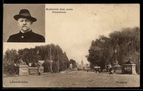 AK Pretoria, Ansicht der Löwenbrücke, Burenkommandant Koos Joste, Burenkrieg