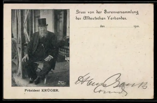 AK Portrait Burenpräsident Paul Krüger, Burenkrieg