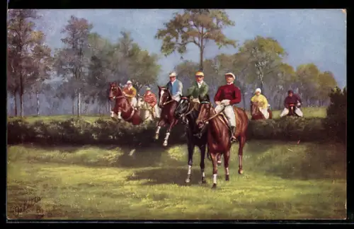 AK Endspurt, Reiter bei der Überwindung einer Hecke
