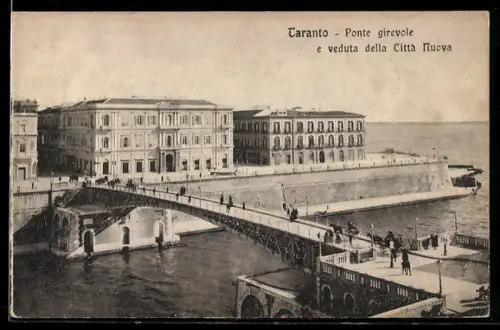 AK Taranto, Ponte girevole e veduta della Città Nuova