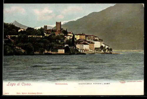 AK Rezzonico /Lago di Como, Veduta panoramica del borgo sul lago