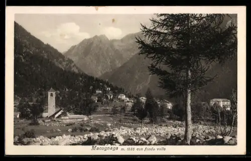 AK Macugnaga, Panorama con fondo valle e campanile