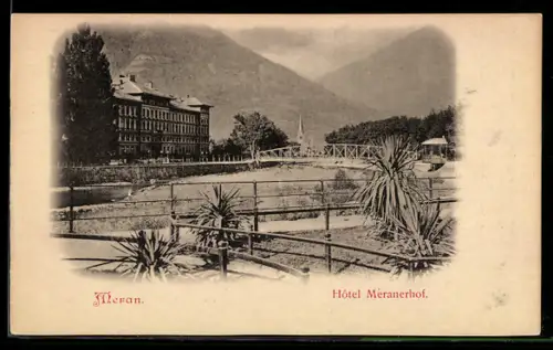 AK Meran, Hôtel Meranerhof e vista panoramica con montagne sullo sfondo