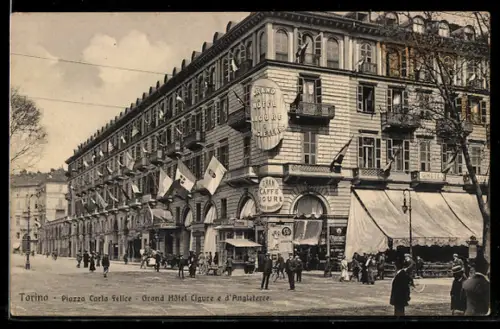 AK Torino, Piazza Carlo Felice, Grand Hôtel Ligure e d`Angleterre