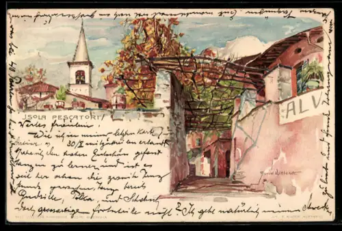 Künstler-AK Manuel Wielandt: Isola Pescatori, Blick in eine kleine Gasse