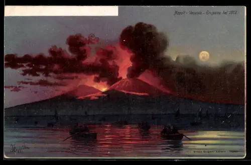 Künstler-AK Napoli, Vesuvio, Eruzione del 1872, Vulkan
