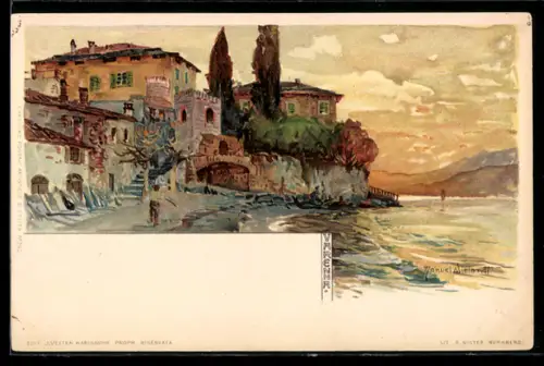 Künstler-AK Manuel Wielandt: Varenna, Abendstimmung am Strand