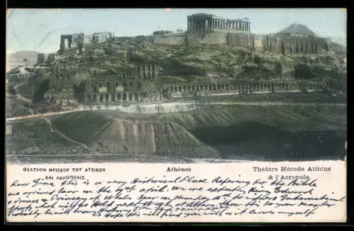 AK Athènes, théâtre Hérode Atticus et l`Acropole