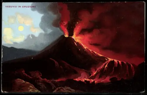 Künstler-AK Napoli, Vesuvio in eruzione, Vulkan