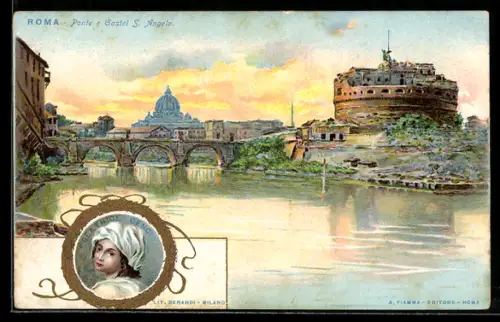 Künstler-AK Roma, Ponte e Castel S. Angelo, Beatrice Oenci