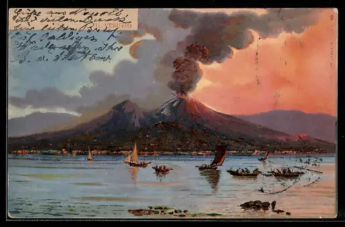 AK Vesuvio in Eruzione, Ausbruch des Vulkans Vesuv