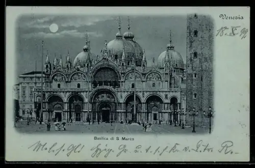 Mondschein-AK Venezia, Basilica di S. Marco