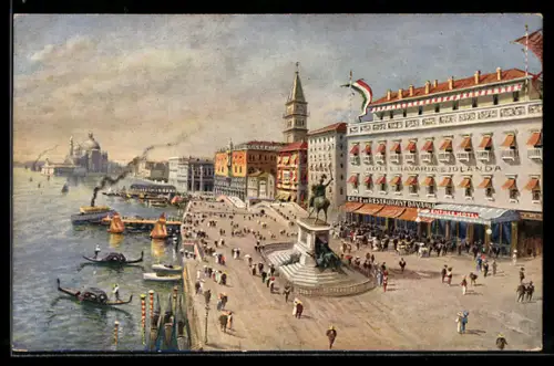 AK Venise, Hotel Bavaria & Jolanda, Propr. E. Inganni, Riva Schiavonoi