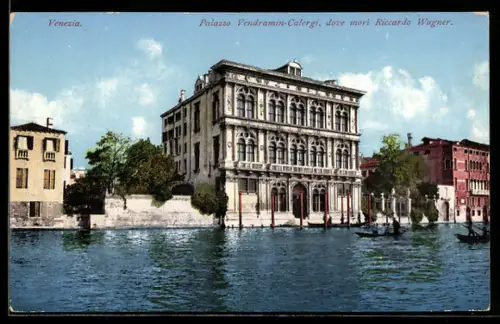 AK Venezia, Palazzo Vendramin-Calergi, dove mori Riccarda Wagner, Partie am Kanal