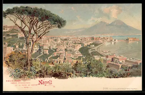 AK Napoli, Teilansicht mit Blick zum Vesuv