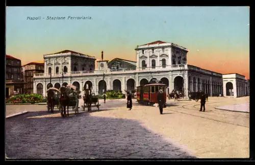 AK Napoli, Stazione Ferroviaria, Strassenbahn der Linie 16