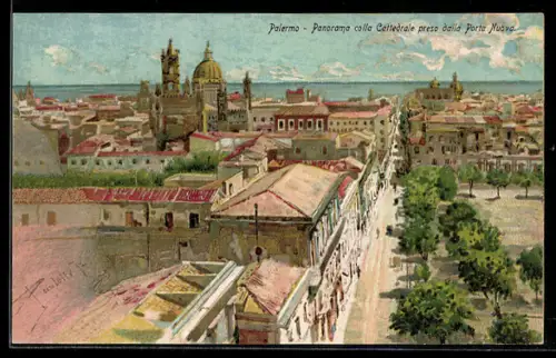 AK Palermo, Panorama della Cattedrale preso della Porta Nuova