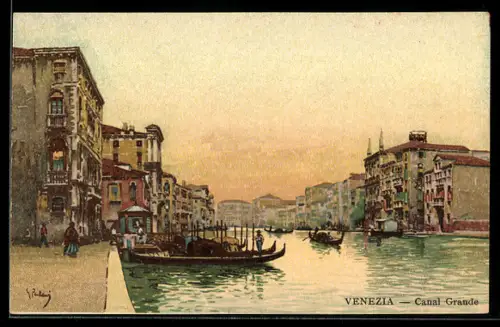 Künstler-AK Venezia, Canal Grande