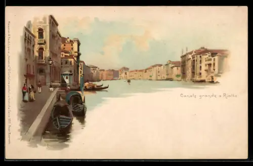 Lithographie Venezia, Canale grande a Rialto, Kanalpartie