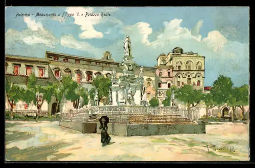 AK Palermo, Monumento a Filippo V. e Palazzo Reale