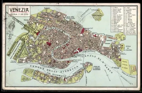 AK Venezia, Karte von der Stadt