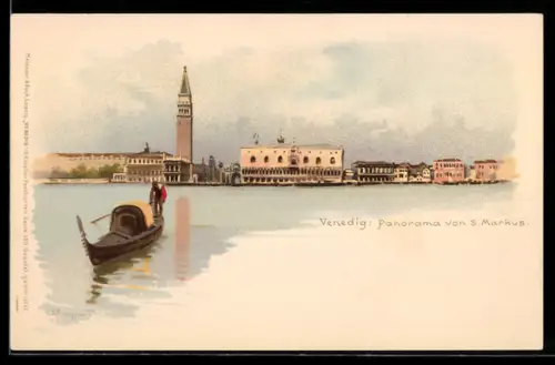AK Venedig, Panorama di S. Marco mit Gondel