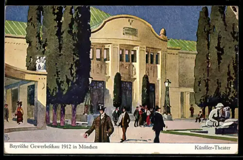 Künstler-AK München, Bayrische Gewerbeschau 1912, Künstler-Theater