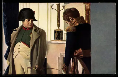 AK Vor 100 Jahren, Napoleon und Marschall Lauristen Frieden um jeden Preis, nach Wereschtschagin