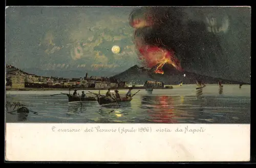 AK Napoli - Neapel, Ausbruch des Vulkan Vesuv
