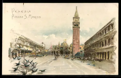 Künstler-AK Venezia, Piazza S. Marco