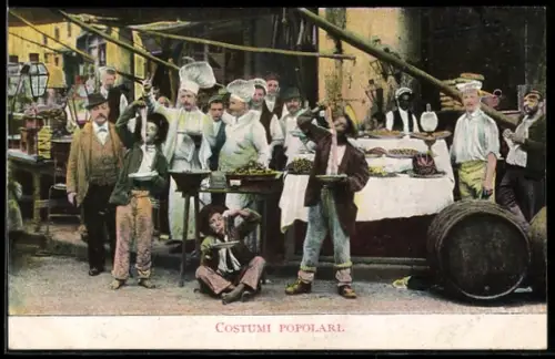 AK Neapel / Napoli, Nudelköche auf dem Markt