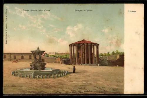 Künstler-AK Rom, Piazza Bocca della Verita, Tempio di Vesta
