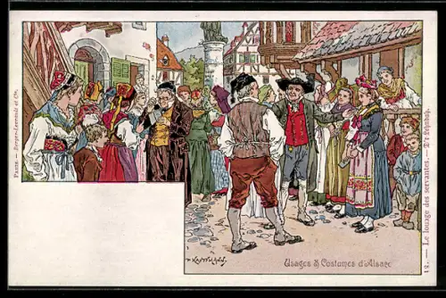 Künstler-AK sign. Kauffmann: D`r Lehndah, Elsass-lothringische Tracht