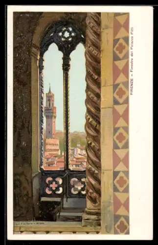 Lithographie Firenze, Finestra del Palazzo Pitti