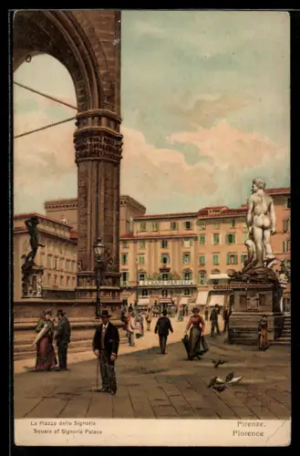 Künstler-AK Florenz, la Piazza della Signora