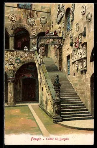 AK Firenze, Cortile del Bargello, Treppenaufgang