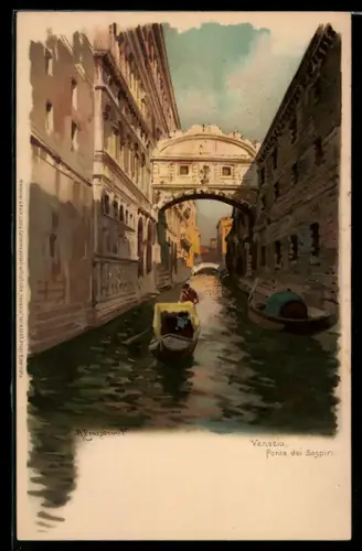 Künstler-AK Meissner & Buch (M&B) Nr. 1259: Venezia / Venedig, Ponte dei Sospiri, Seufzerbrücke