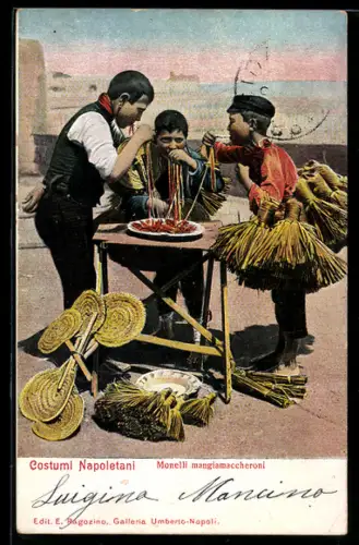 AK Neapel / Napoli, Pedlar`s Eating Macaroni